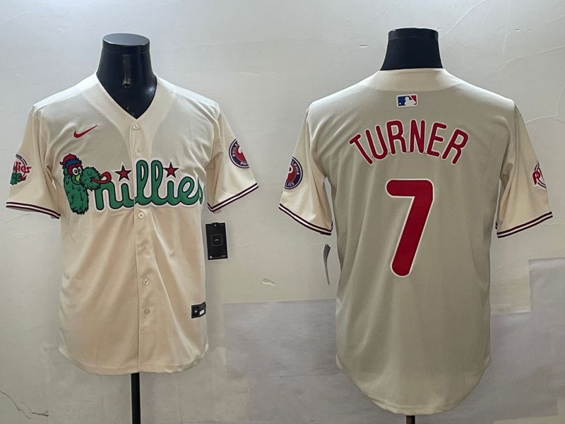 Men Philadelphia Phillies #7 Turner Cream Three generations Joint Name Game 2025 Nike MLB Jersey style 1->philadelphia phillies->MLB Jersey